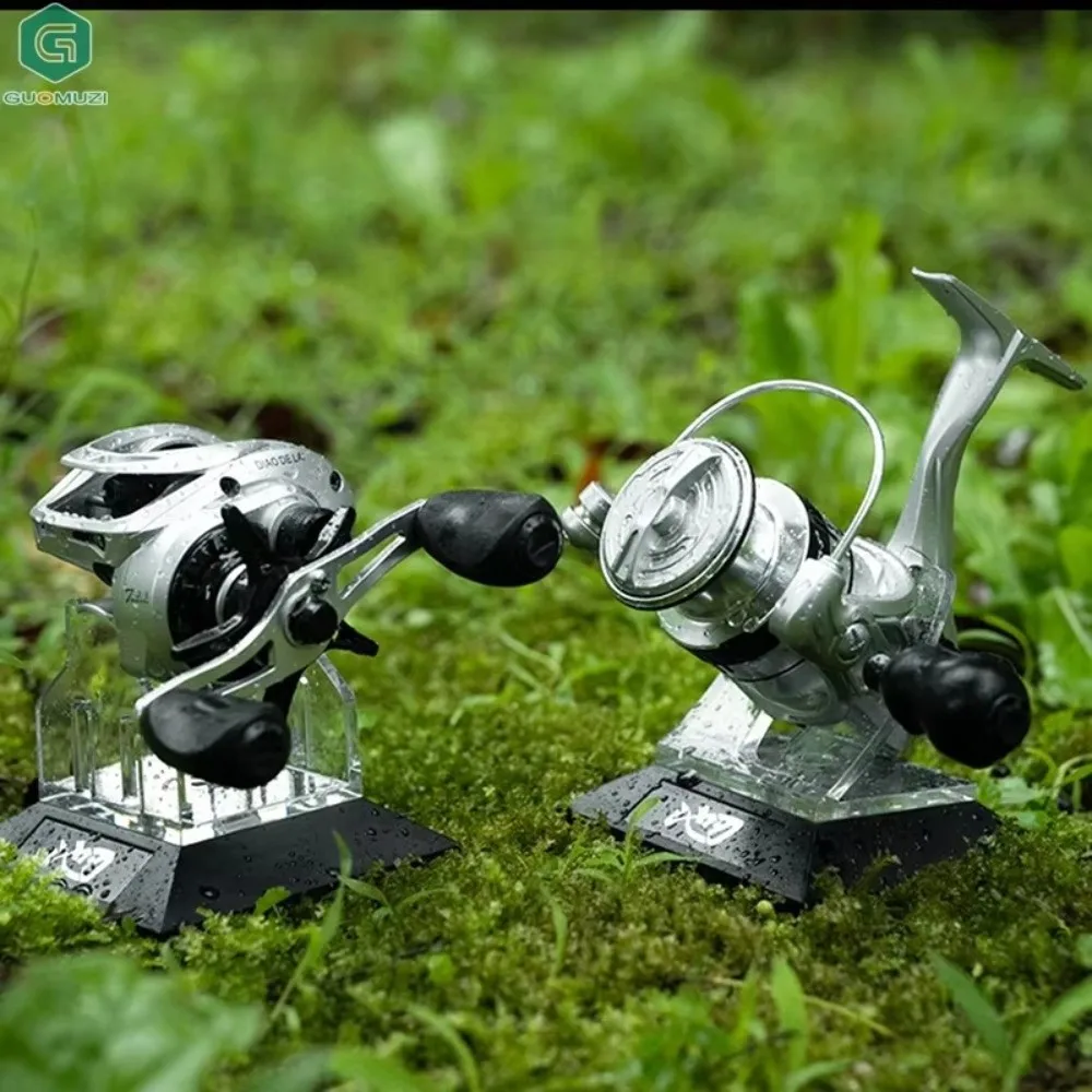 Soporte de exhibición de carrete de pesca de Material acrílico, construcción duradera, diseño transparente, estante de carrete de Baitcasting, Base antideslizante - imagen 5