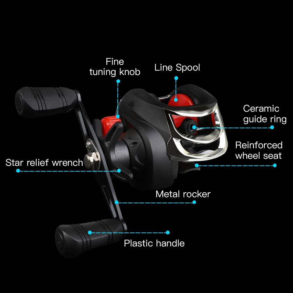 BILLINGS-carrete de Baitcasting Serie AK, relación de engranaje 7,2: 1, BB Ultra suave, arrastre máximo de 17,63 libras, carrete de Baitcaster para agua dulce, solo 7,4 Oz - imagen 3