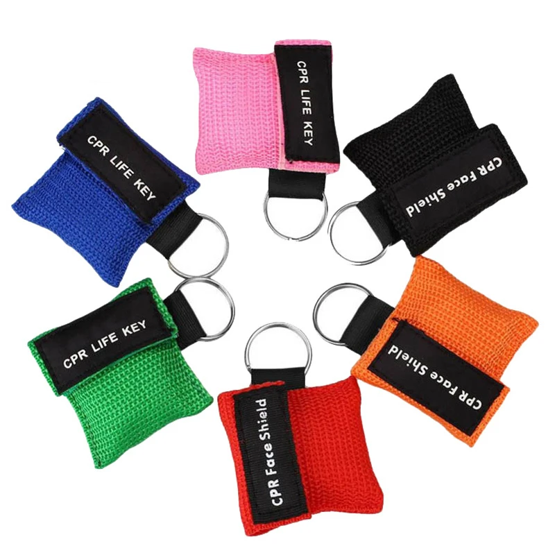 Mascarilla de resuscitador de 1 piezas, llavero de protección facial de emergencia, máscara de primeros auxilios CPR para el cuidado de la salud, protector facial, herramienta de supervivencia de 8 colores - imagen 2