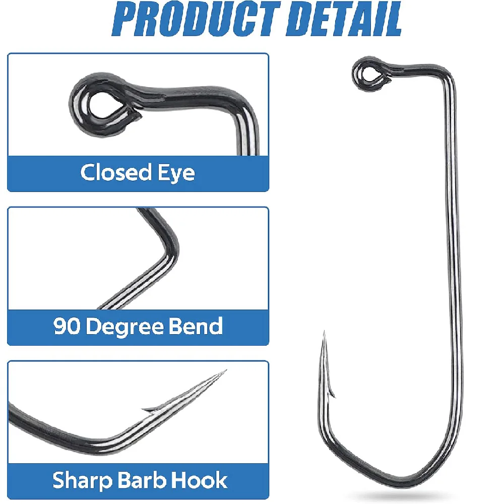 100 Uds anzuelos de pesca 90 grados Aberdeen gancho de vástago largo Jig Maker para agua dulce agua salada bárbaro atado de moscas anzuelos de jigging - imagen 3