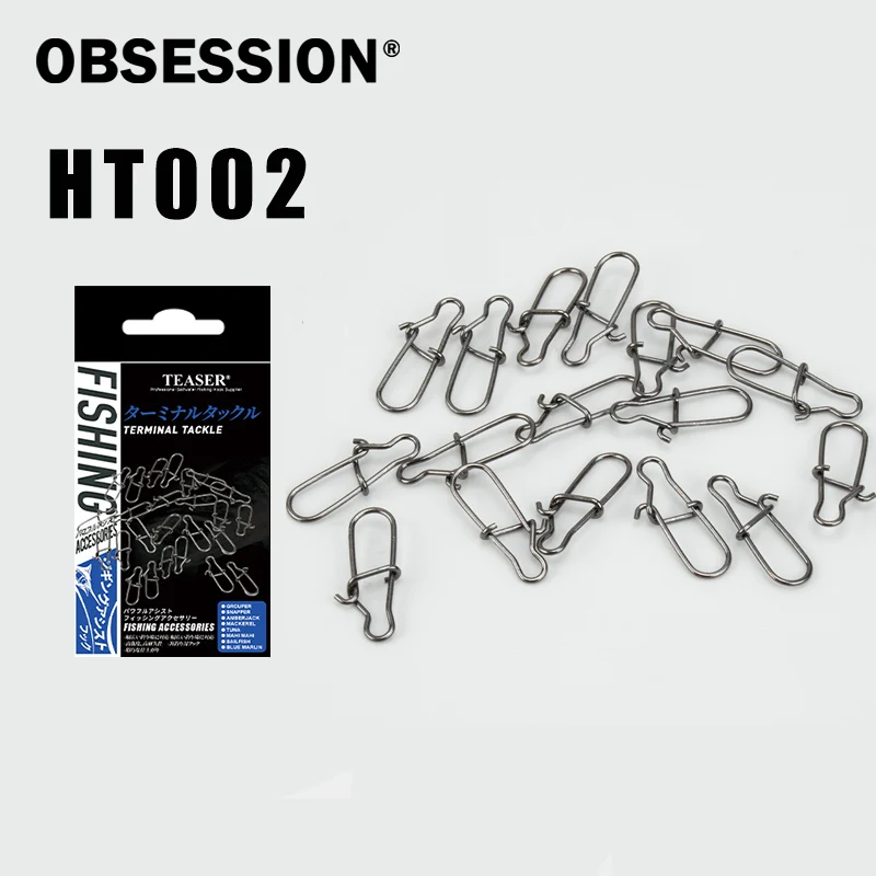 OBSESSIÓN HT002 25 piezas 0 #   1 #   2 #   3 #   Aparejos de Pesca de carpa de acero inoxidable, conector de pines de níquel negro, accesorios de Pesca a presión - imagen 2