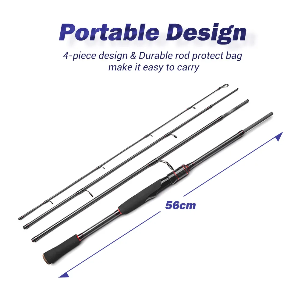 NOEBY-caña de pescar K4 de ocio, accesorio giratorio de fundición, 2,13 m, 4 secciones, 7-28g, señuelo de viaje, Lucio, trucha, agua dulce - imagen 5