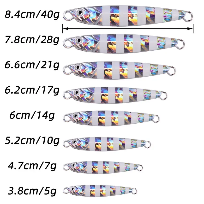 Plantilla de fundición de Metal de gran calidad, 10 Uds., 7g-10g-14g-21g-28g-40g, cuchara de Jigging fundida, señuelo de pesca, aparejos de cebo Artificial - imagen 3