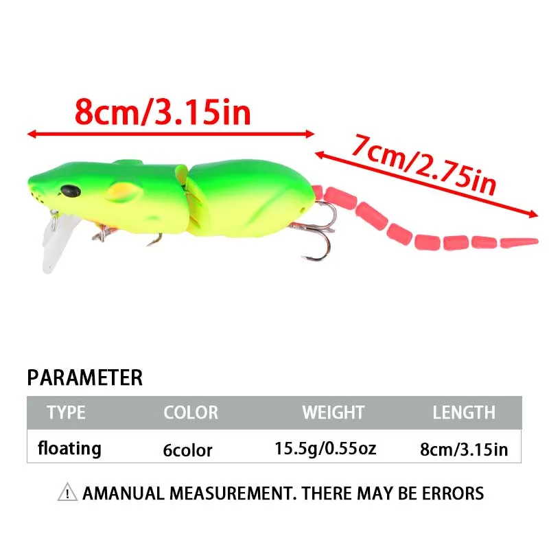 Señuelo de ratón de plástico Artificial, 7 Uds., señuelo de pesca Swimbait, rata, Lucio, lubina, pececillo, cebos flotantes, aparejos de pesca - imagen 3