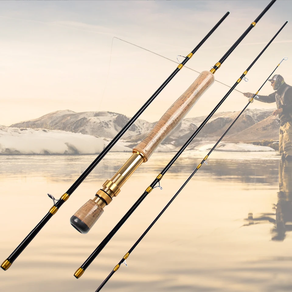 Ligero y de fundición larga, esta caña de pescar multifuncional con mosca de cuatro secciones es adecuada para varios entornos de pesca. - imagen 4
