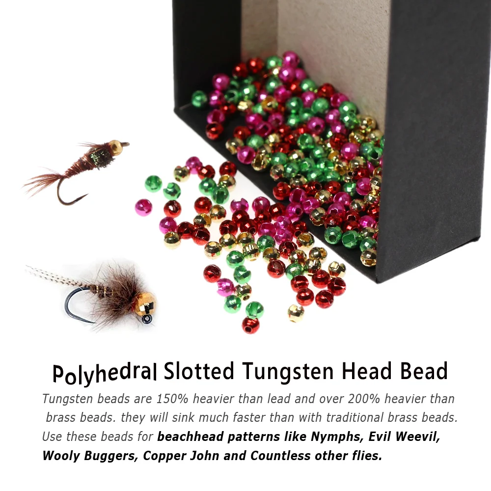 10 uds/30 uds/40 Uds 2,5mm ~ 4mm cuentas de tungsteno de discoteca ranuradas cuentas facetadas Ninfa anzuelo cabeza de bola cuentas materiales para atar moscas - imagen 5