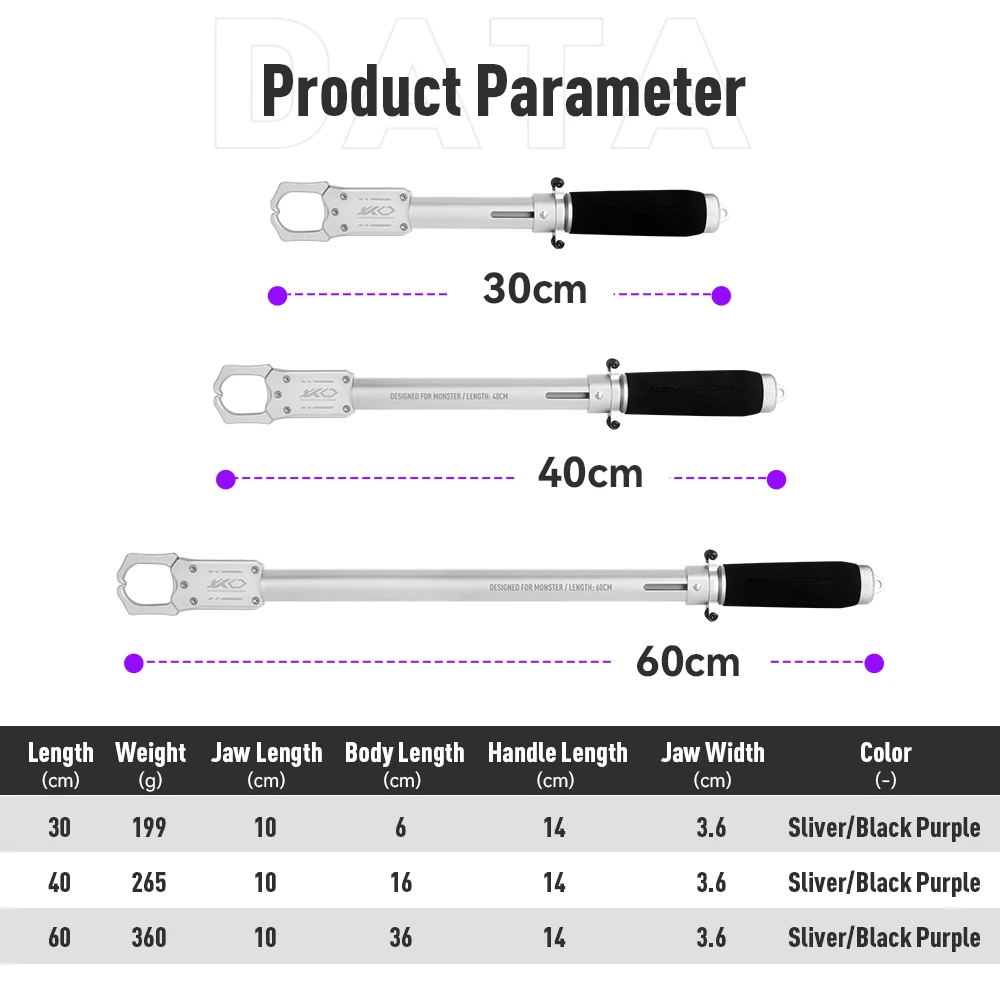 Kingdom-pinza de pesca de aluminio, controlador de peces portátil de 30/40/60cm, recogedor de labios profesional, herramienta de Control de peces - imagen 3