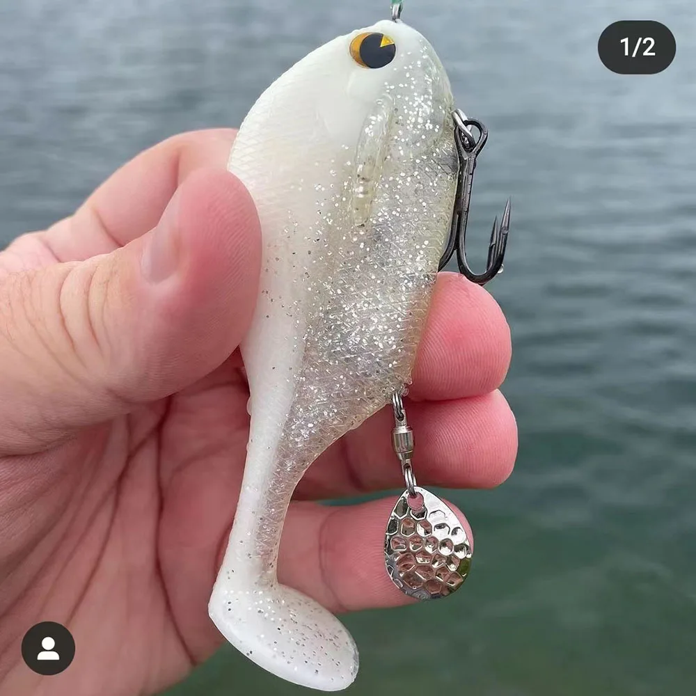 9,5 cm 31gSwimbait Shad Softbait cola de paleta de agua salada señuelo de plástico suave Zander cuchara de pesca aparejos de plantilla - imagen 5