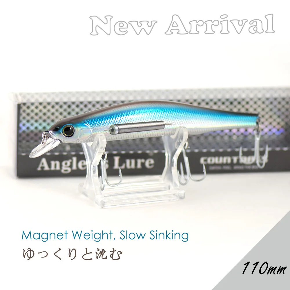 Countbass Magnete de hundimiento lento Peso Minnow 110 mm 4-21/64" 17,6 g 5/8 oz. Señuelo de pesca con cebo duro de 1,2 m y 4' - imagen 2