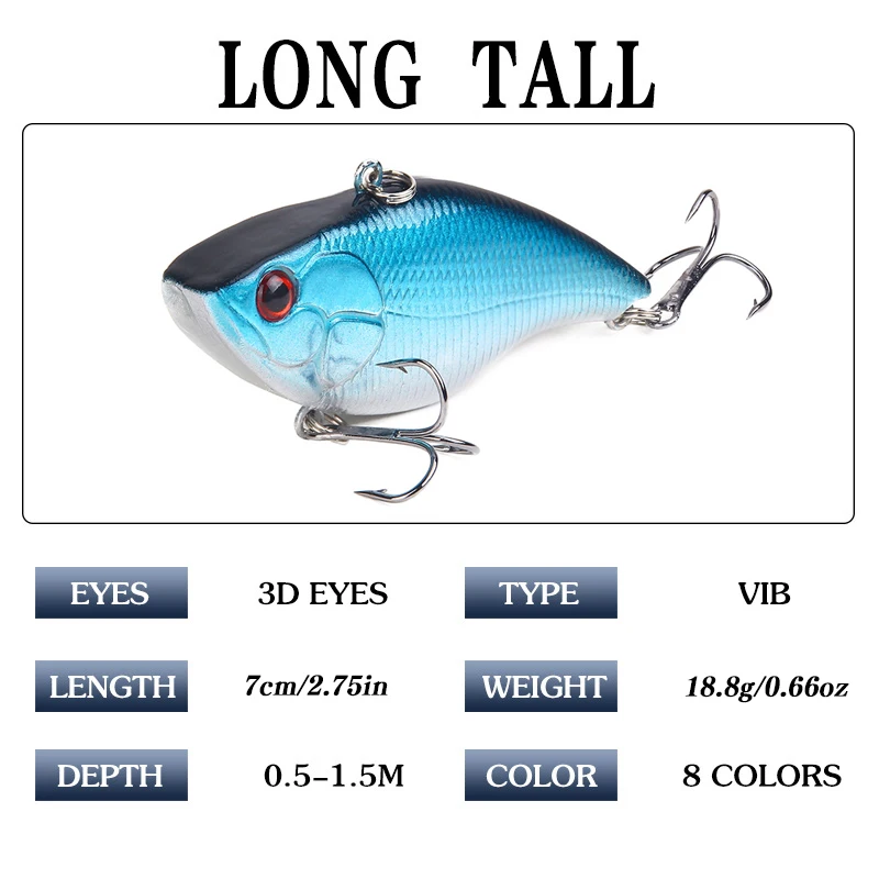 Señuelo VIB duro artificial con anzuelos triples para bass y lucio - imagen 2