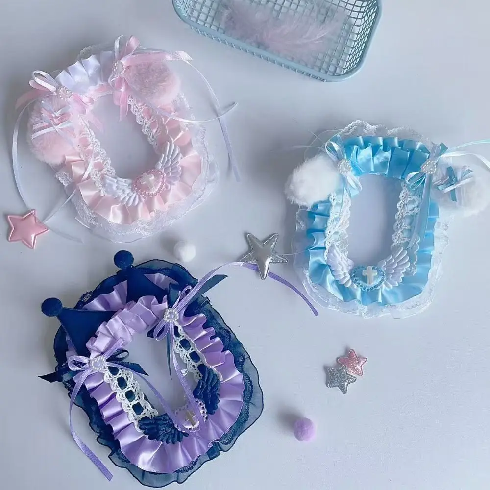 Nuevo Tarjetero con alas de Ángel, funda protectora de fotos de encaje, soporte para sesión fotográfica con lazo rosa de Anime