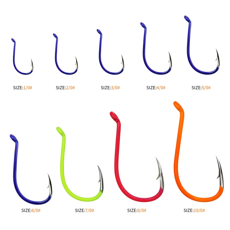 ZYZ 20 ~ 45 Uds anzuelos de pico de pulpo azul 6 tamaños multicolor acero alto en carbono súper cerradura anzuelos de pesca de roca marina anzuelo de pulpo - imagen 5