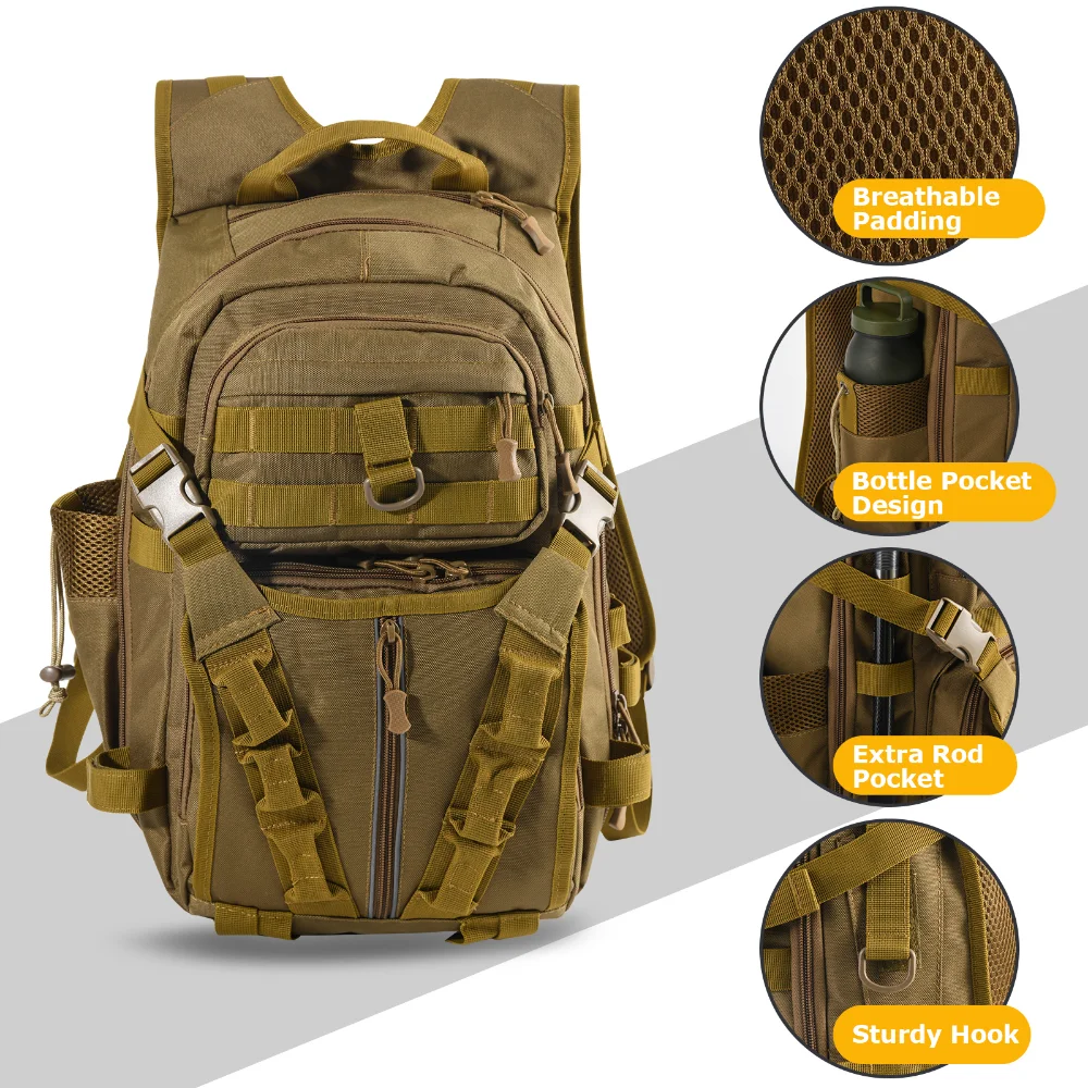 Bolsa de pesca Goture, mochila con eslinga resistente al agua con soporte para caña, bolsa de almacenamiento ligera para aparejos de pesca - imagen 2