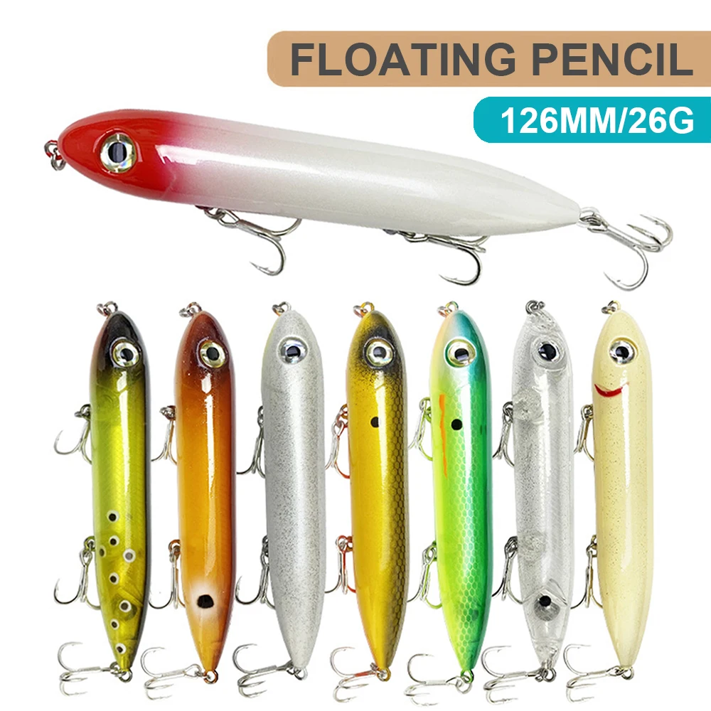 Señuelos de pesca de 12,6 cm, 26g, cebo tipo lápiz Wobbler, fundición larga, flotante, Topwater, carrera en Z, cebo duro Artificial, Jerkbait Bass QBE118 - imagen 3