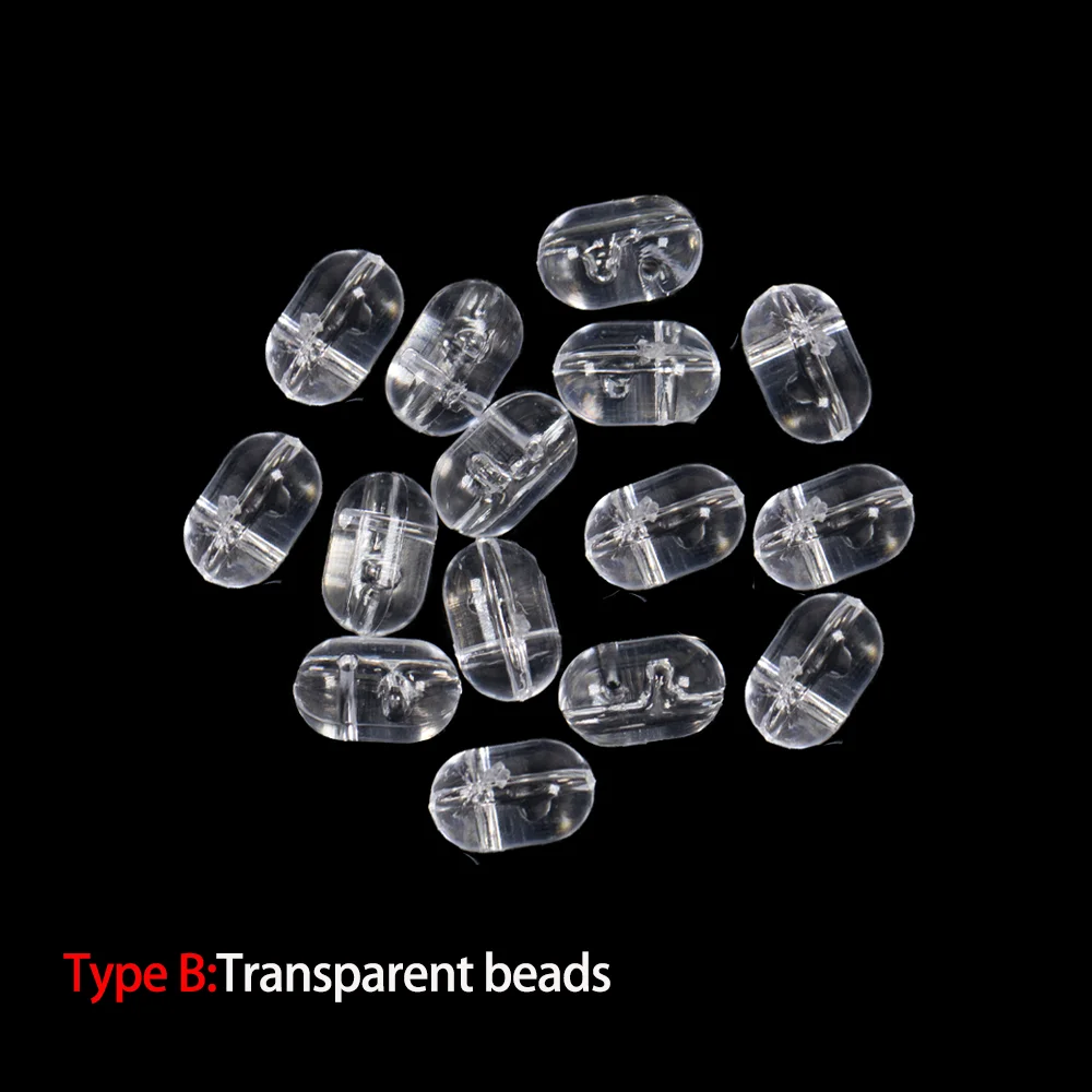 Lionriver-Cuentas de pesca con agujero cruzado de perlas, abalorios duros de plástico luminoso y transparente, aparejos de agua salada, accesorios de pesca de carpa, 100 Uds. - imagen 5