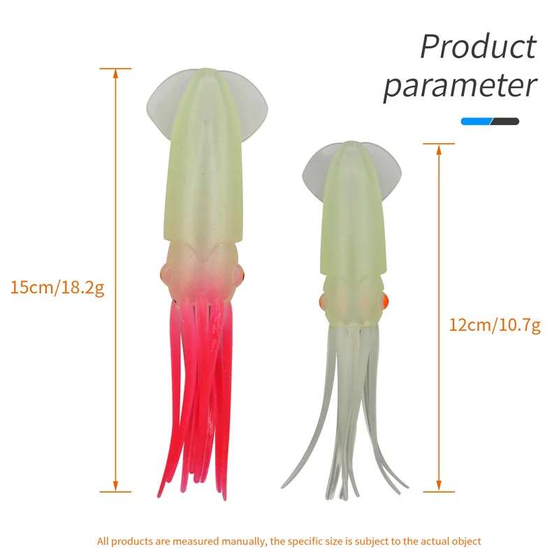 ZYZ 2 uds cebo suave de calamar luminoso 12/15cm señuelo de pesca de mar Artificial Fakebait océano barco pesca Softbait cebo de pulpo - imagen 5