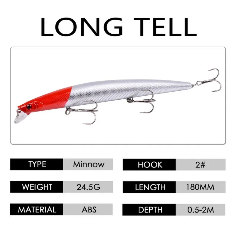 Señuelo de pesca de lubina piezas, cebo duro Artificial de 18cm y 24g, Wobbler de arrastre de mar, 1 unidad - imagen 3