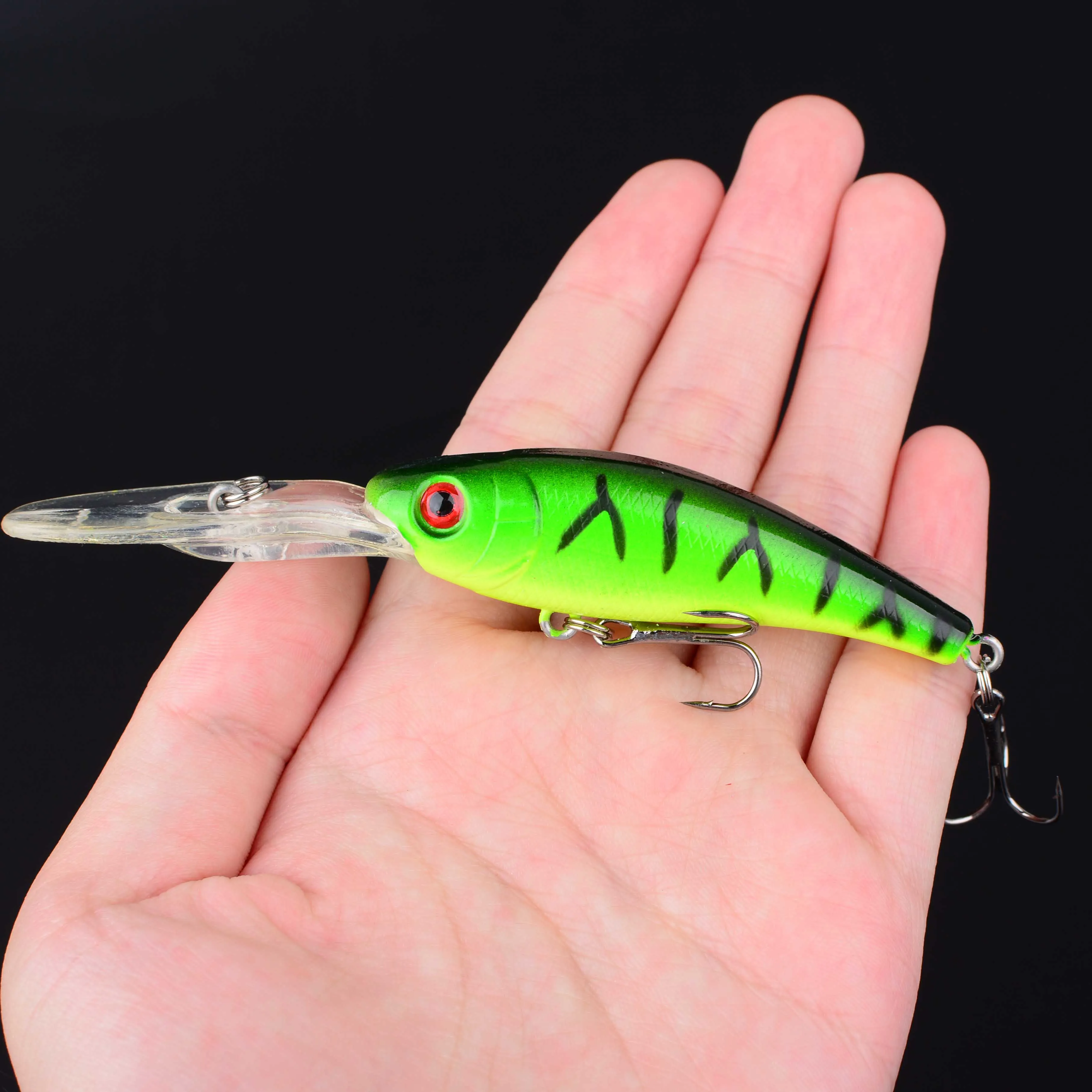 Señuelo de Pesca con ojos 3D, pececillo flotante, Wobblers láser artificiales, Crankbait, aparejos de Pesca de plástico duro, anzuelo, 1 ud. - imagen 4