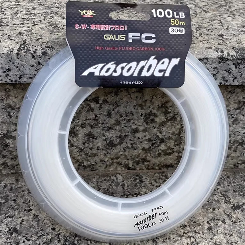Japón YGKFC 100% línea líder de pesca de fluorocarbono 20LB ~ 130LB revestimiento de fibra de carbono fuerte pesca de carpa de hundimiento rápido Invisible