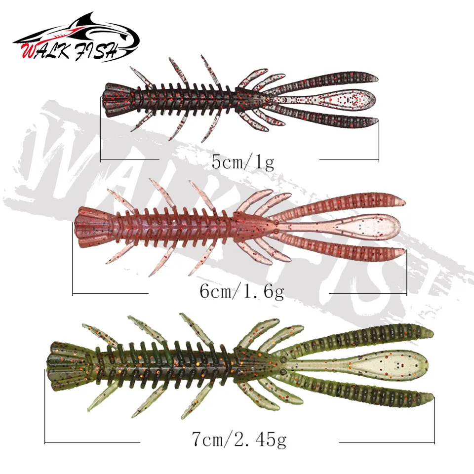 WALK FISH 50mm 60mm 70mm pesca flotante señuelo suave Jig Wobblers Swimbait cebos de silicona camarones lubina perca señuelo cebo Artificial - imagen 2