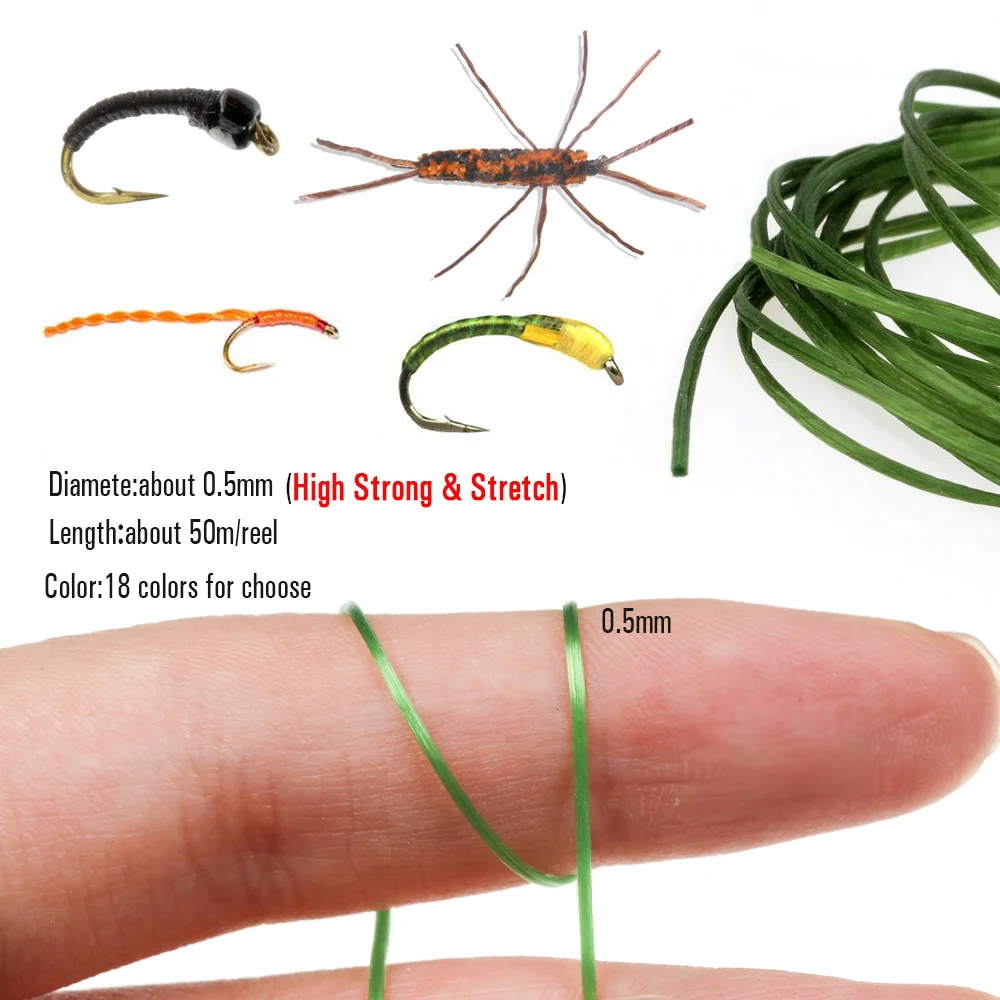 ICERIO-hilo elástico flexible de 0,5mm, hilo para atar moscas, cuerpo de goma, Material flexible - imagen 4