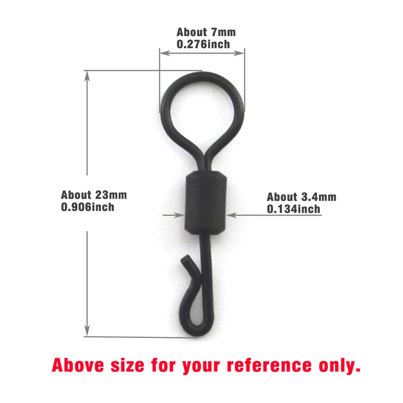 MNFT 100 Uds aparejos de pesca Snap Big Eye pesca de carpa cambio rápido en forma de Q alargar giratorios materia conectores de pesca de Color negro - imagen 5