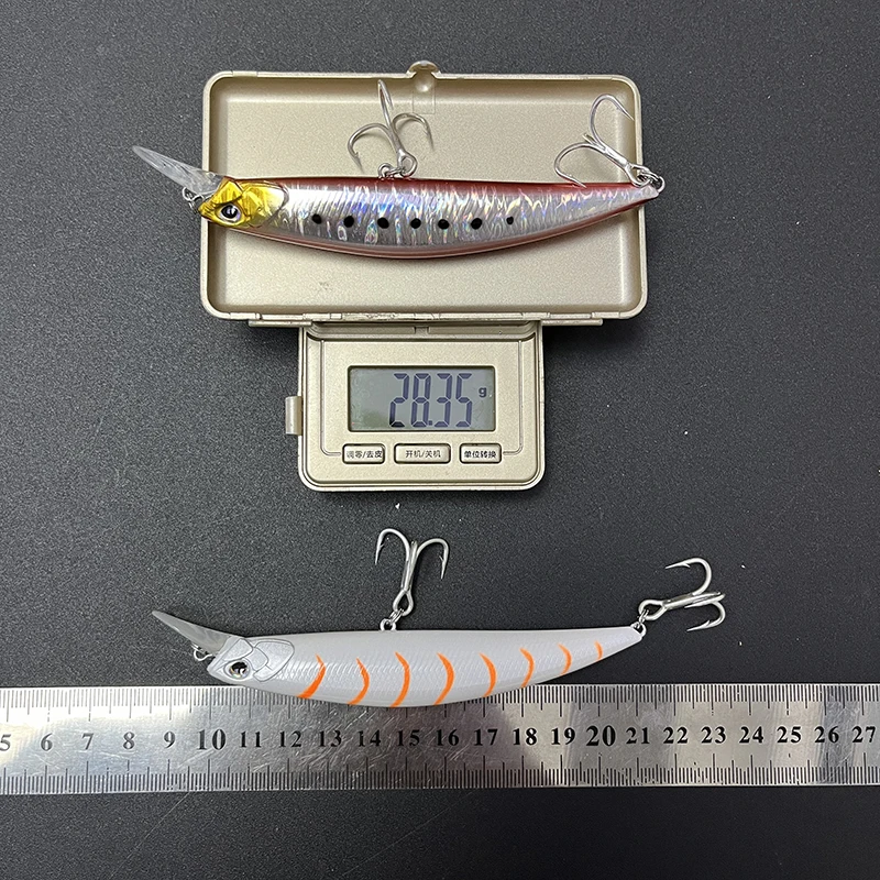 50 Uds 28g 110mm Japón hundimiento Minnow Señuelos de Pesca de Mar agua salada lubina trucha cebo duro Artificial fundición larga Swimbait Pesca - imagen 5