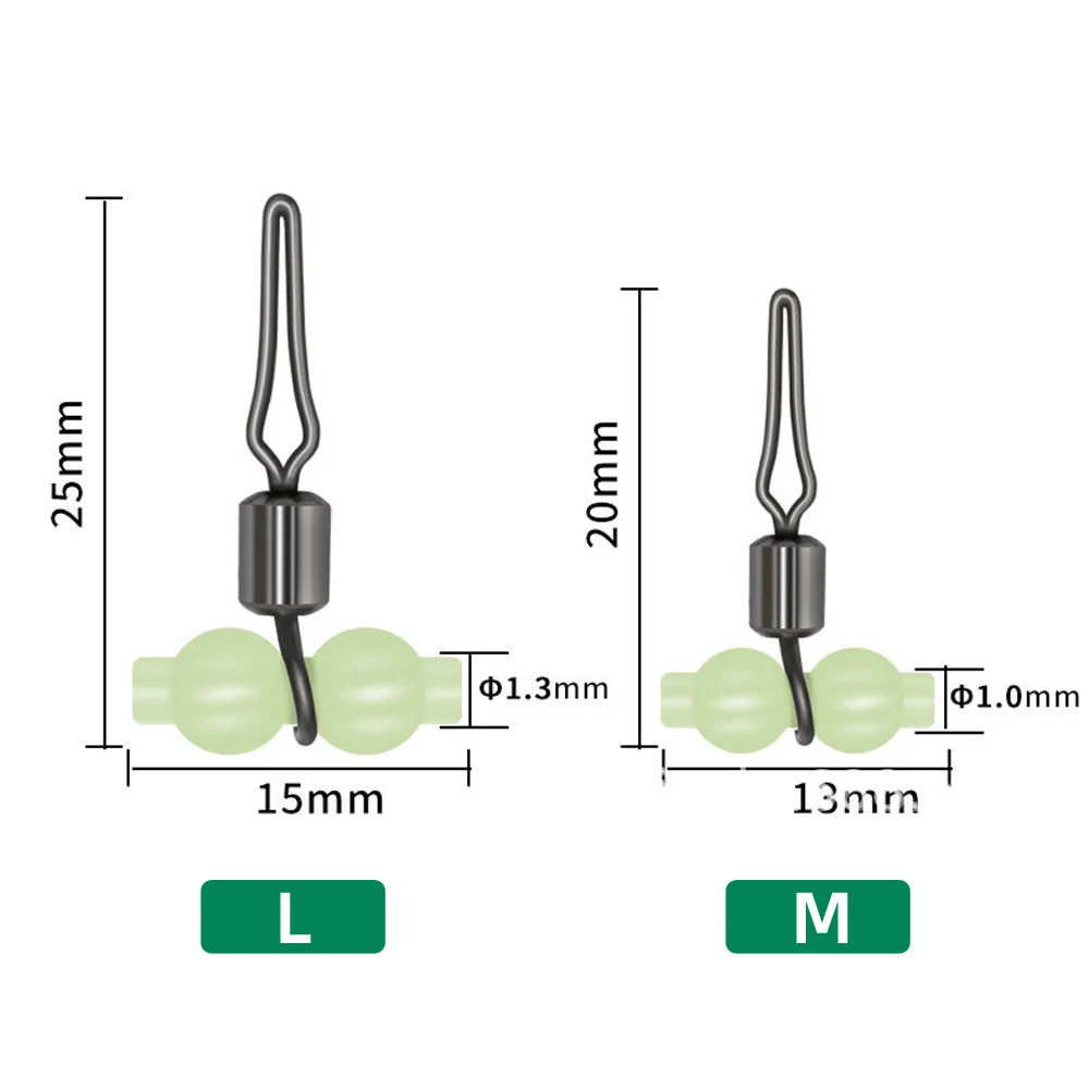 DNDYUJU 20pcs Luminous Gourd Fishing Swivels Fishing Rolling Swivels Connector Fishing Hook Accessories Fishing Tools - imagen 2