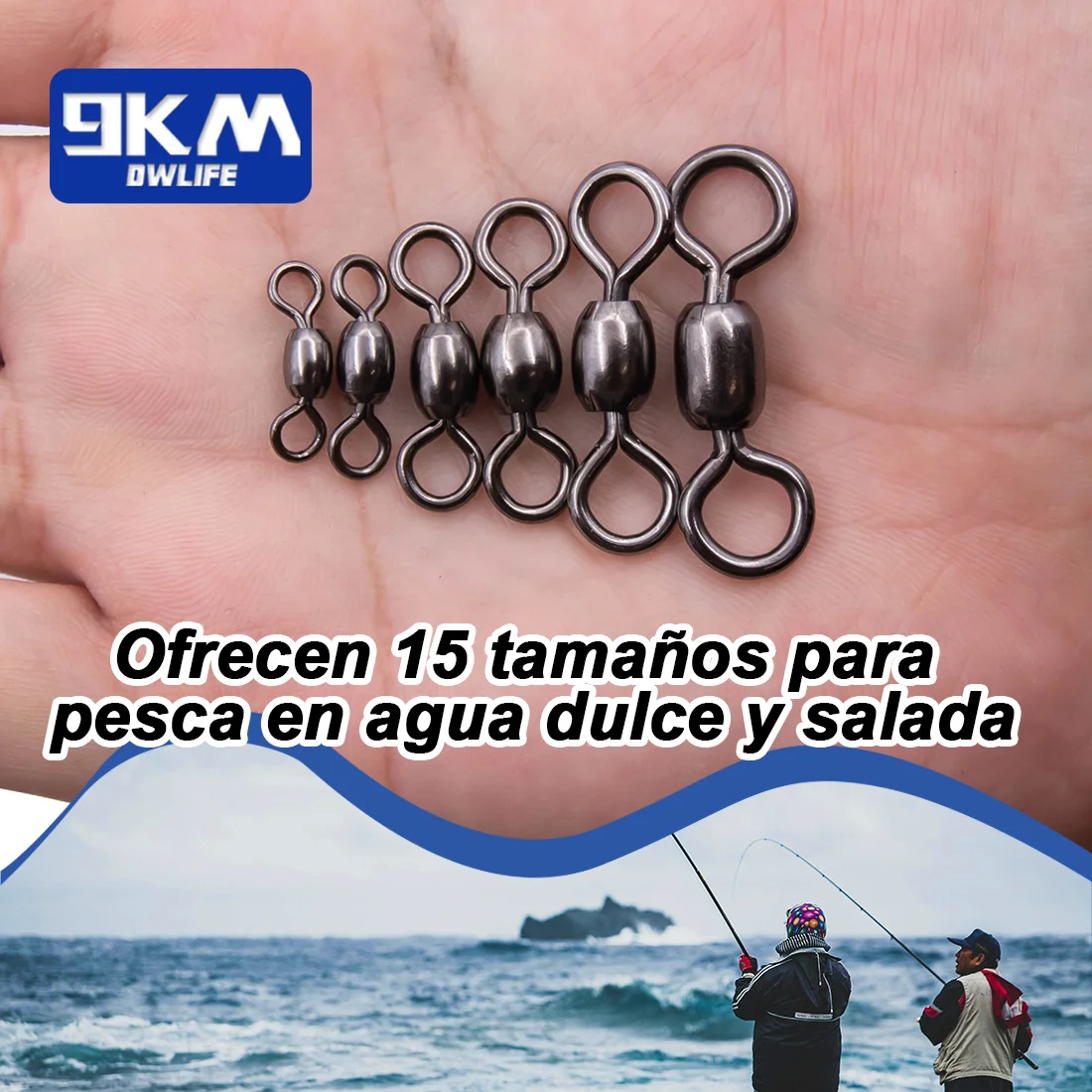 Grúa giratoria 50 ~ 200 Uds., aparejos de pesca giratorios, conector de gancho de línea de pesca, accesorios rodantes de pesca de agua salada de latón inoxidable - imagen 5