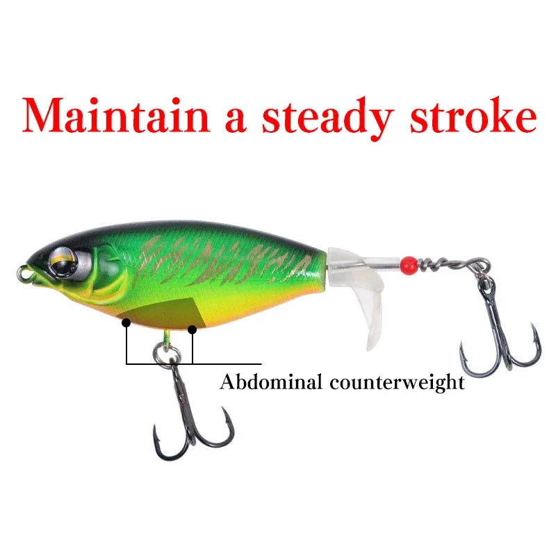 Whopper-señuelo Popper de pesca piezas, cebo duro Artificial de 75mm y 6,5g, cola giratoria suave, aparejos de pesca - imagen 3