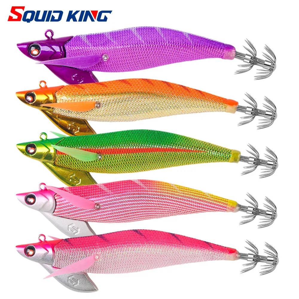 SQUID KING 35g/30g Japón Jig head calamar jig pulpo plantilla pulpo señuelo mar jig juego pesca señuelo calamar anzuelos