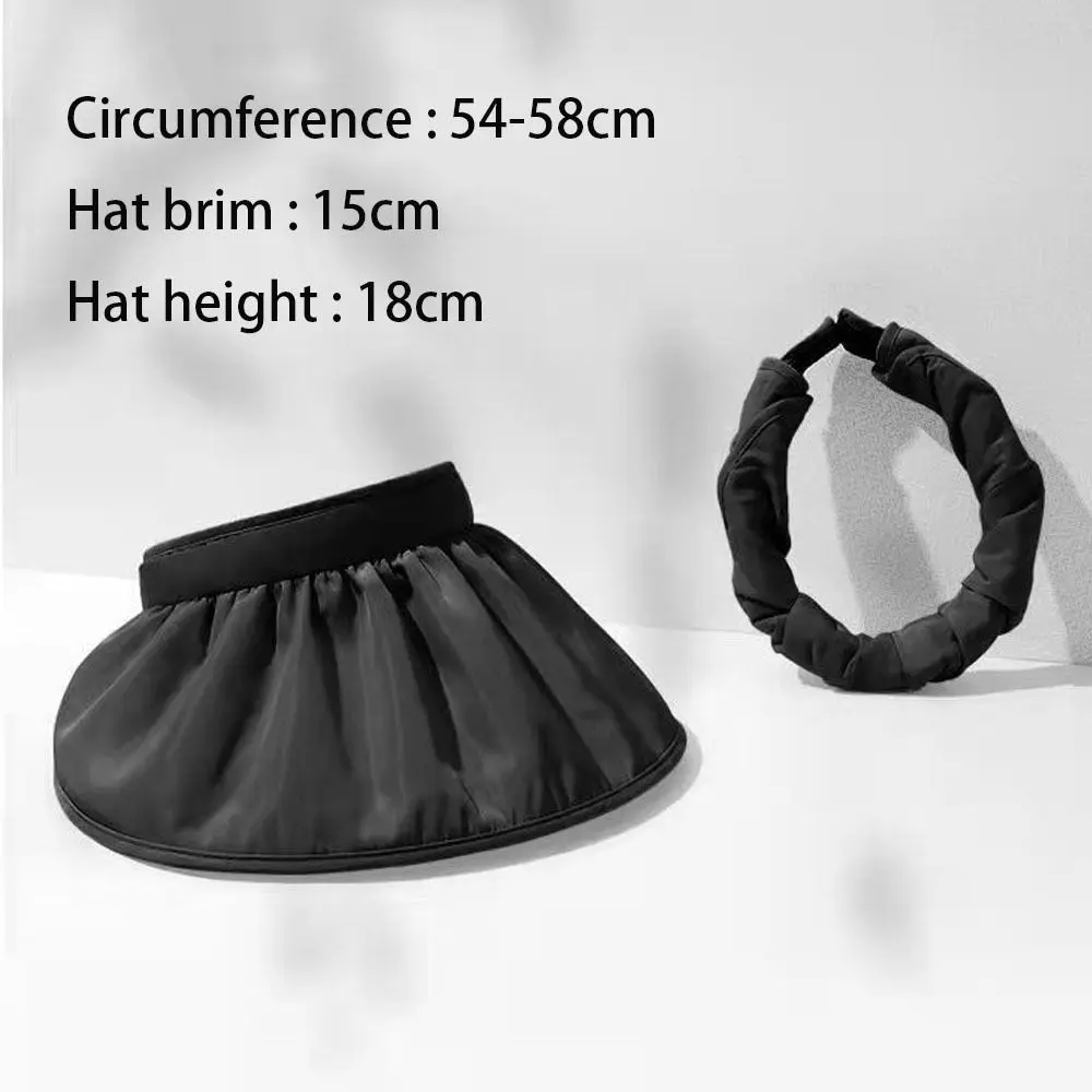 Sombrero de sol para mujer, sombrilla con protección UV de doble uso, Aro para el pelo, sombrero de Sol para playa al aire libre, gorras de ala ancha plegables suaves - imagen 5