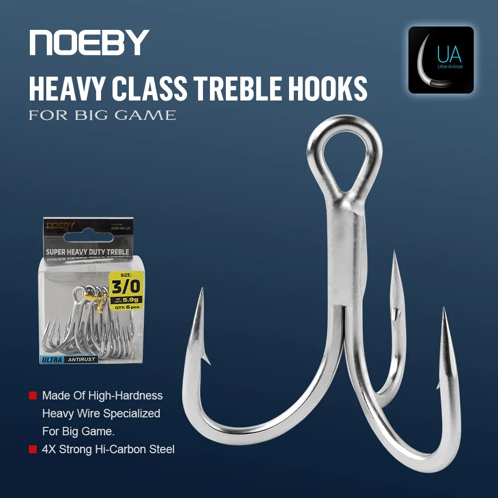 Anzuelos triples NOEBY acero al carbono forjados – Pesca de tiburón - imagen 2