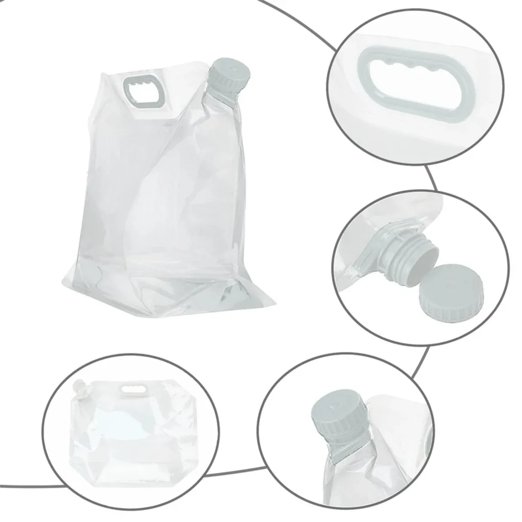Bolsa de almacenamiento de agua portátil de 5L, contenedor de agua deportivo hecho de Material PE con asa, accesorio plegable para Picnic y acampada al aire libre - imagen 3