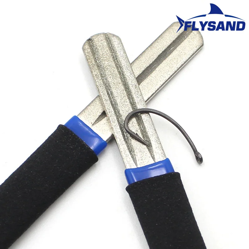 FLYSAND-afilador de anzuelos de pesca portátil con doble ranura para exteriores, herramienta para afilar anzuelos, accesorios de pesca - imagen 2