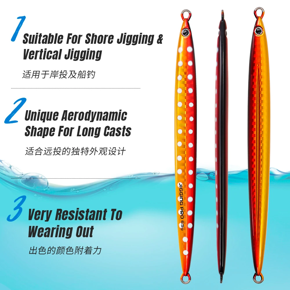 JIGGING PRO Gekito Jig Strike 45g 65g 85g plantillas de fundición larga plantilla de Metal señuelo de pesca pesca en barco costero cebo de pesca de agua de mar - imagen 3