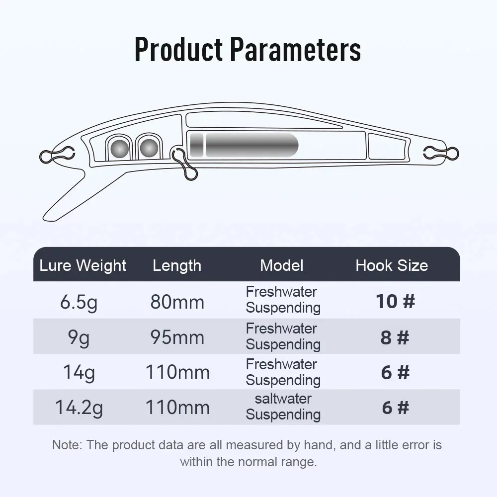 KINGDOM SP sombra colgante Minnow 6,5g 9g 14g 14,2g señuelo de pesca Artificial Jerkbait Wobblers Bass Pike Swimbait Señuelos de Pesca - imagen 2