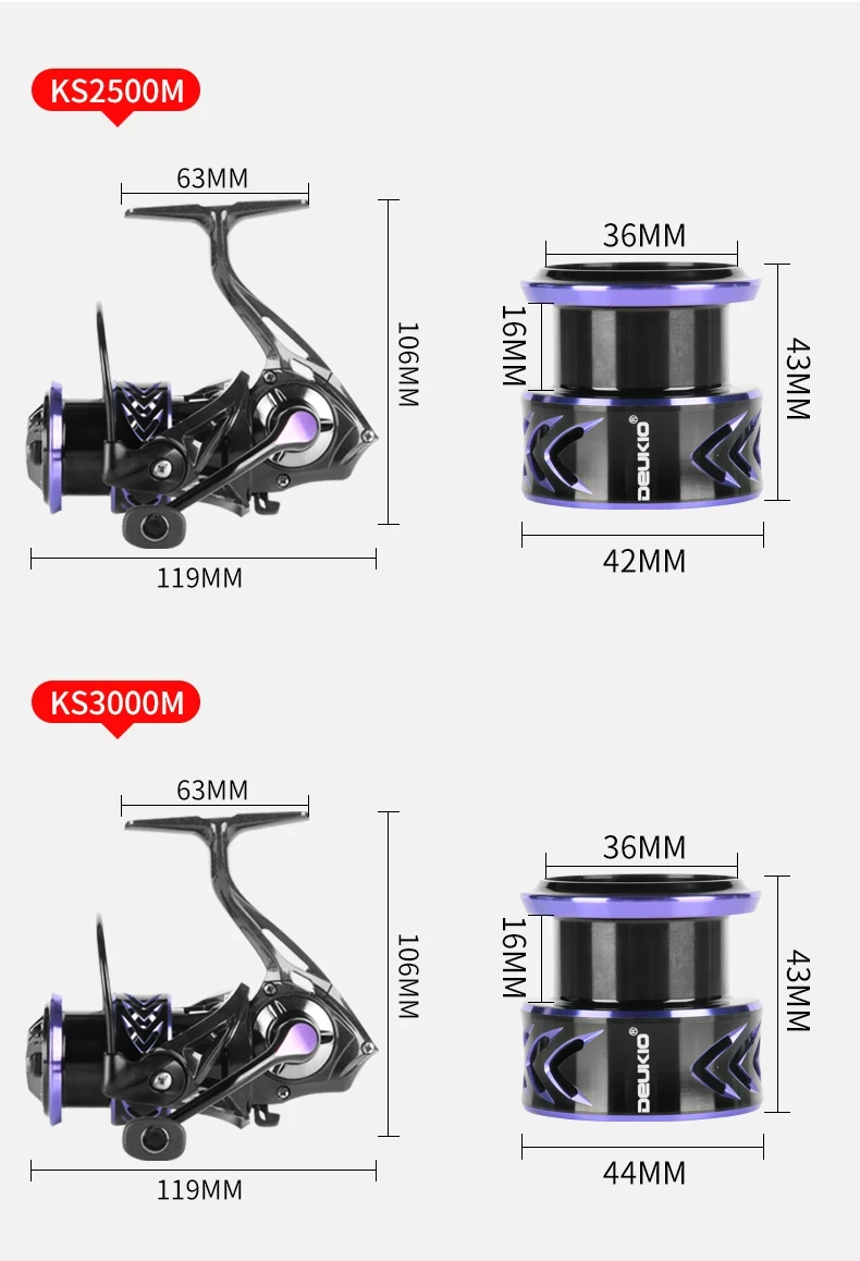 DEUKIO-Carretes de pesca de carbono, accesorio de bobina de pesca de agua salada, peso ligero, 5 + 1 rodamientos de bolas, 8kg de arrastre - imagen 5