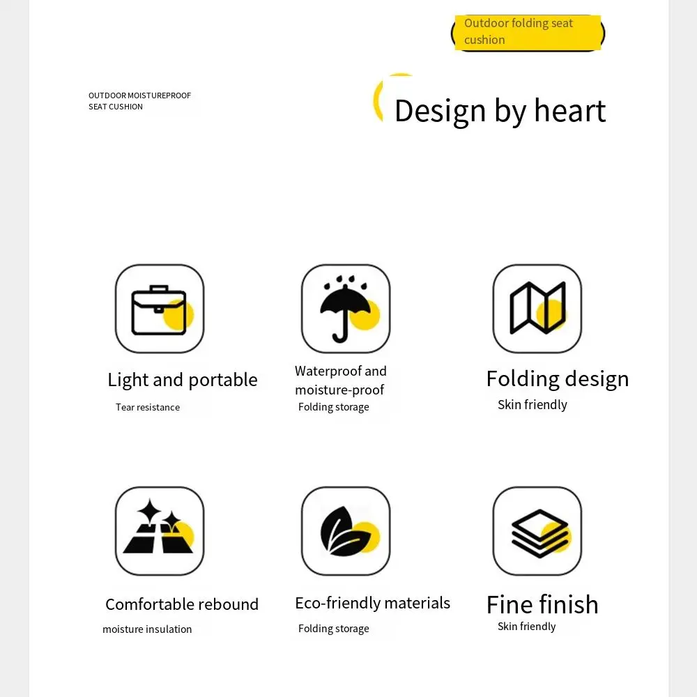 Experimente la comodidad y la durabilidad con nuestro cojín de asiento plegable al aire libre diseñado para un fácil almacenamiento y materiales amigables para la piel