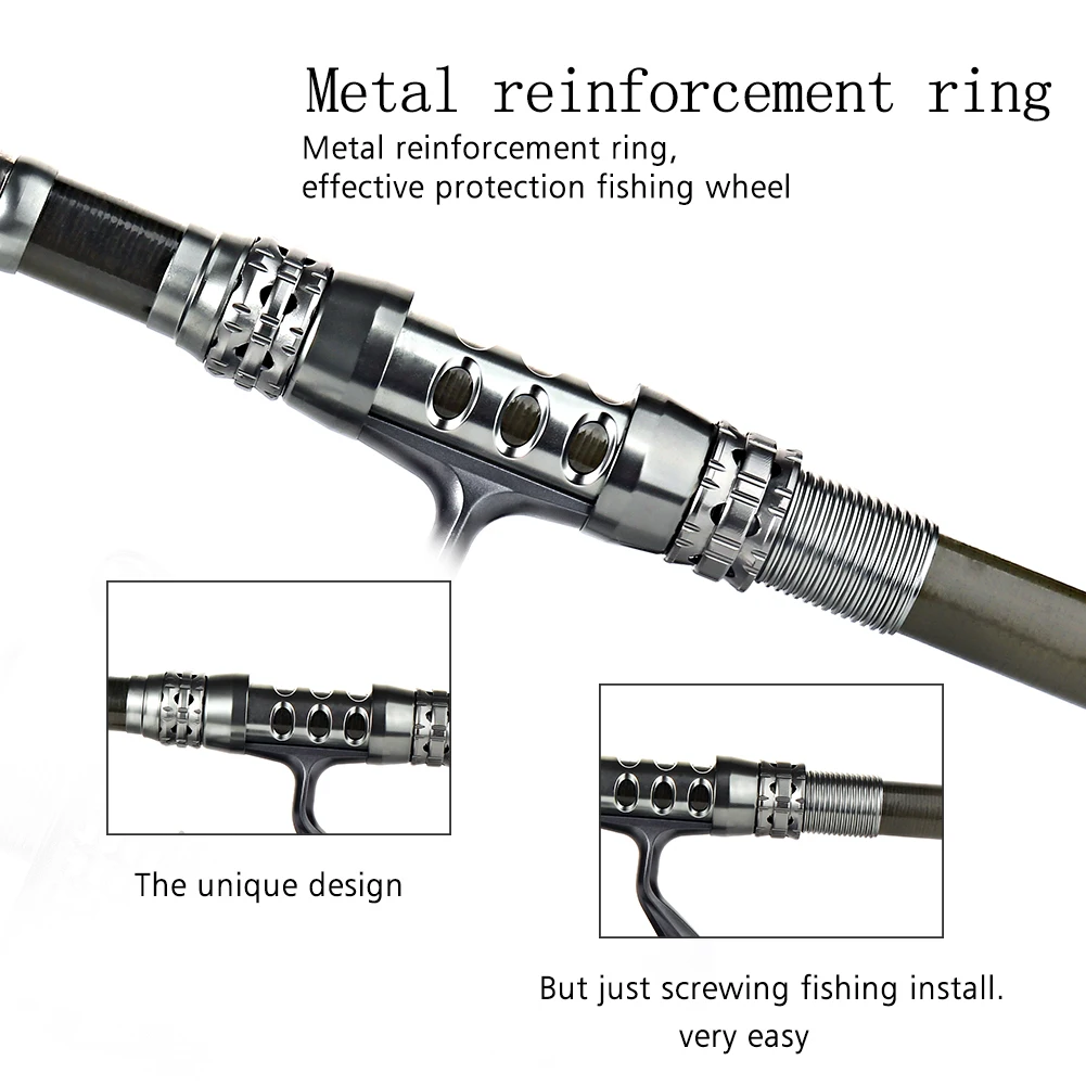 Sougayilang 1,8-3,3 m caña de pescar giratoria de fibra de carbono 13 + 1BB carrete de Pesca Combo caña de pescar telescópica Kit de carrete giratorio Pesca - imagen 4