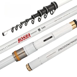 BOSHA 3 #   Caña de pescar ultraligera superdura en roca, mano de carbono, caña de lanzamiento larga de doble uso, anillo guía oblicuo de 3,6 m-7,2 m