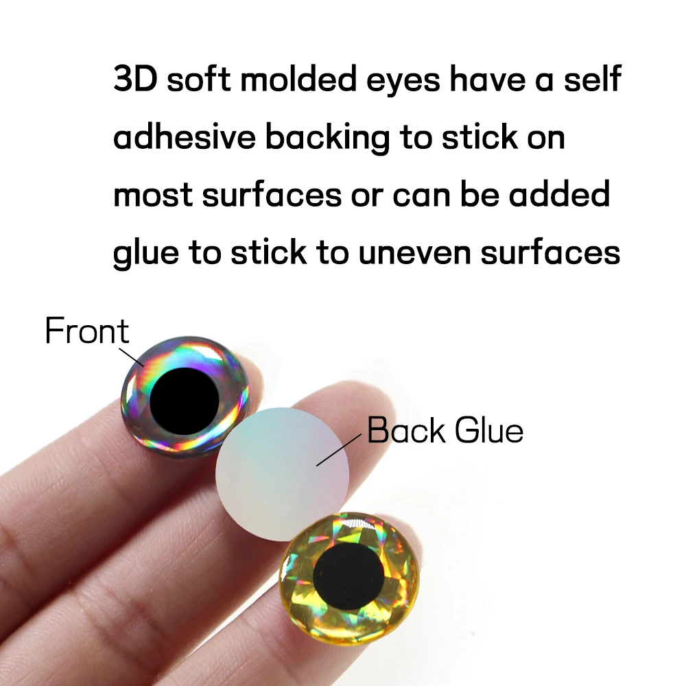 Bimoo, 100 Uds., ojos de pez holográficos 3D, serpentina de agua salada, Material para atar moscas, plantillas, muñecas artesanales, ojos, plantilla de pesca, señuelo, fabricación de cebo - imagen 3