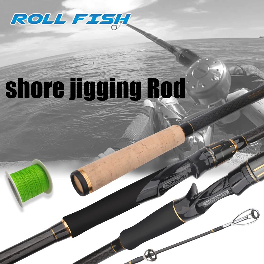 ROLLFISH Shore Jigging fibra de carbono caña giratoria/fundida cinta cruzada de carbono portátil de viaje-sedal de pesca de PE de 100m gratis - imagen 2