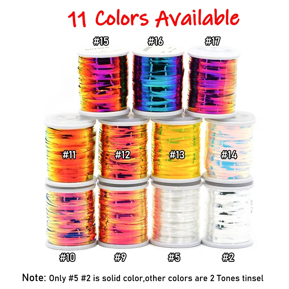 Wifreo 20m/carrete 1mm atado de moscas 2 tonos Material holográfico oropel plano de Mylar para Streamer Flashback Ninfa Midge cuerpo fabricación de costillas - imagen 3