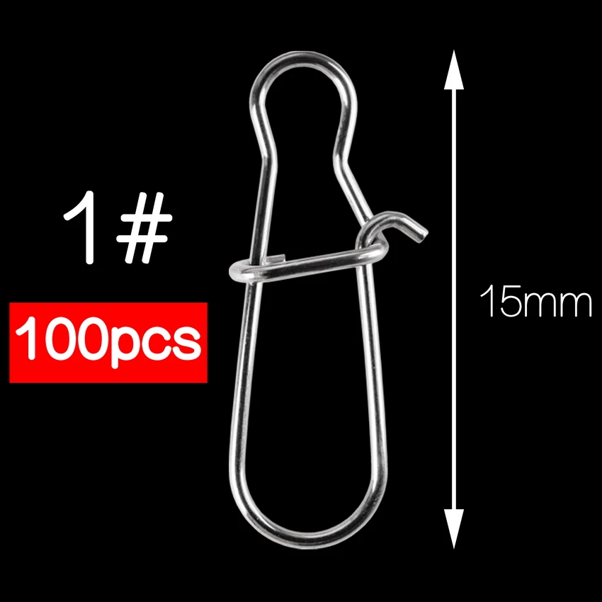 100 unids/lote de ganchos de Pesca de acero inoxidable 000-3 #, barril de Pesca giratorio, señuelo, conector, accesorios, aparejos de Pesca - imagen 3