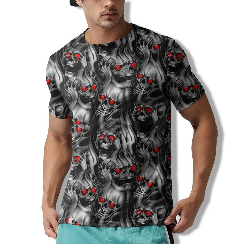 Reaper Card Skull Pattern Halloween 3D completamente estampado camiseta de moda para hombre verano Unisex pantalón corto Casual camiseta de manga TX308 - imagen 4