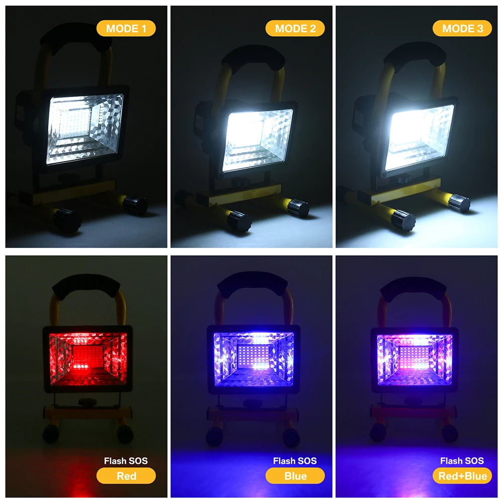 Luces de trabajo LED de 60W, reflector recargable, luces portátiles impermeables para el sitio de trabajo de emergencia con soporte para viajes de acampada - imagen 3