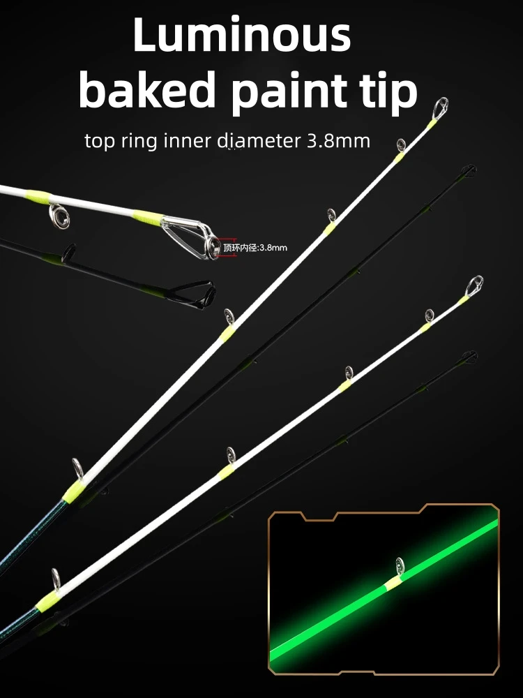 Caña de pescar multiusos de carbono para alta mar de 1.8/1.98/2.1/2.4/2.7 m, 2 secciones, punta sensible luminosa y resistente, para pesca en aguas profundas. - imagen 2