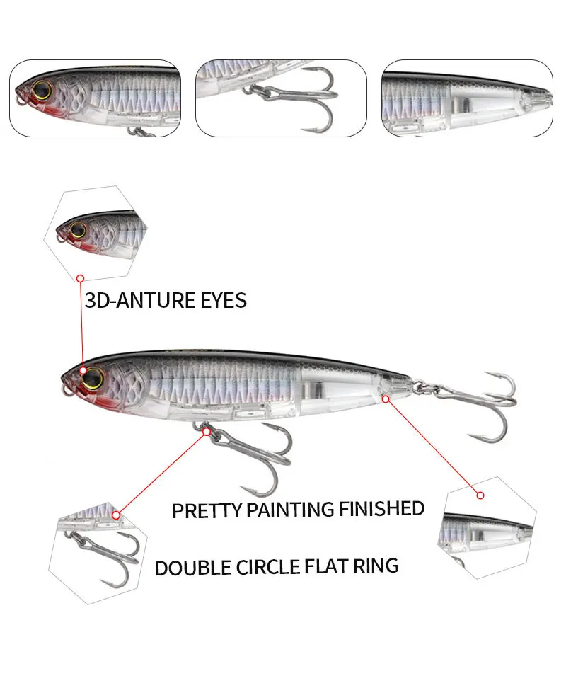 Topwater-señuelo de pesca de lápiz, 100mm, 17,5g, el mejor cebo de pesca de superficie, señuelo duro flotante, Wobblers, todo para pesca - imagen 4