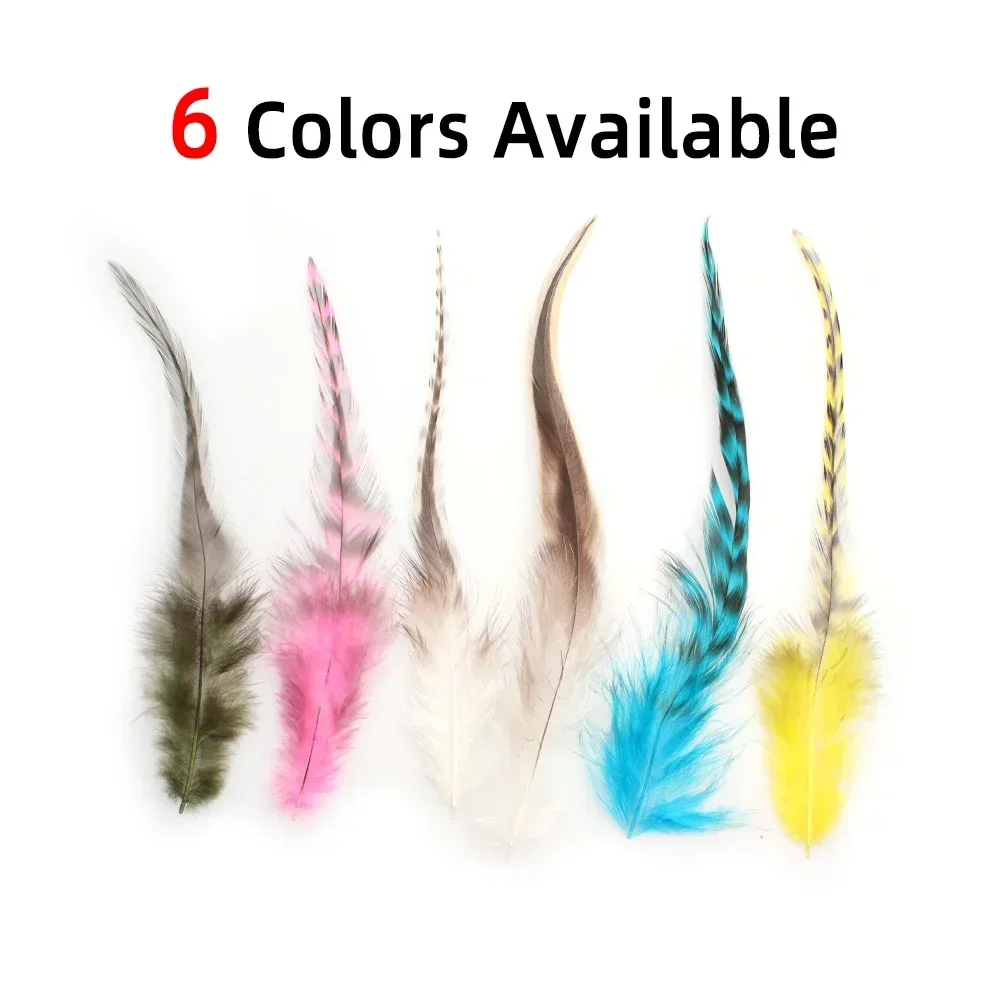 Ellllv, 6 paquetes de materiales de atado de moscas Hackle de sillín barrado Natural de colores para patrones de moscas de pesca de agua dulce y salada, 10 unids/pack - imagen 4
